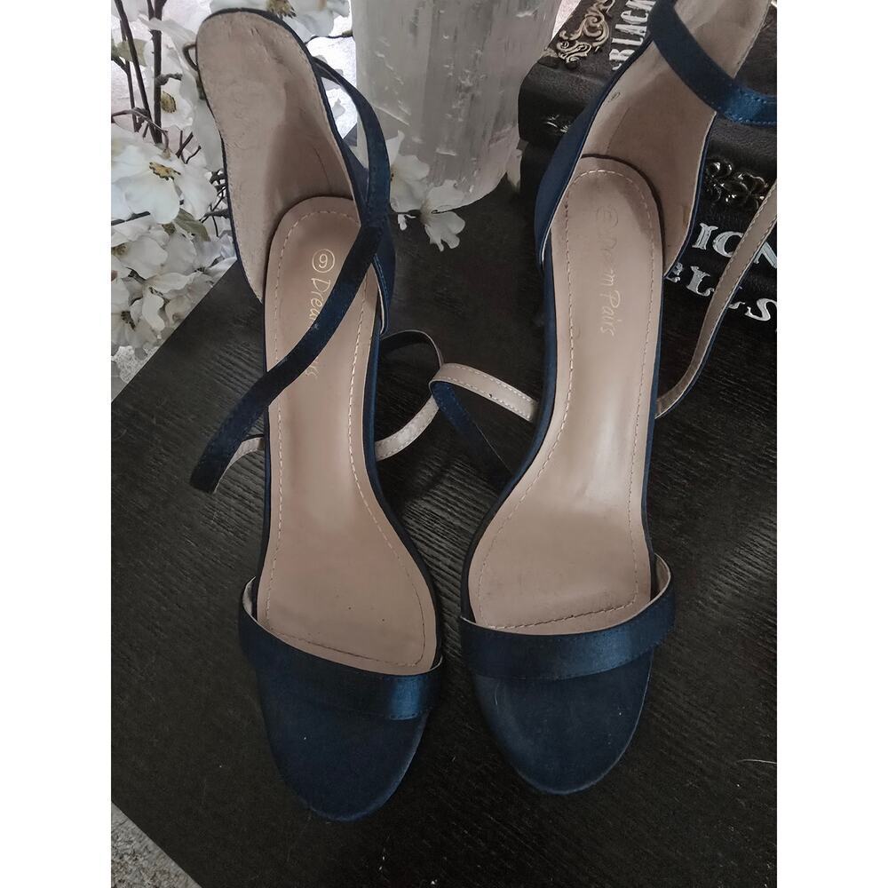Blue Satin Strappy Heel Size 9